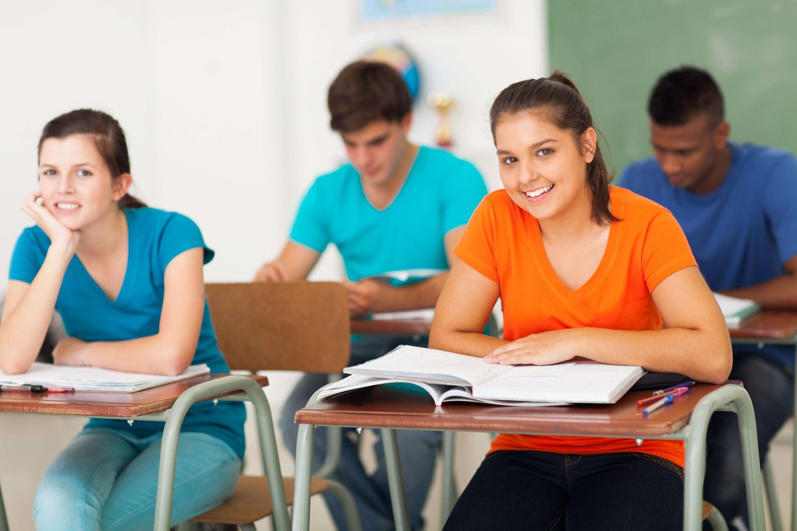 group of high school students studying in classroom Graduation