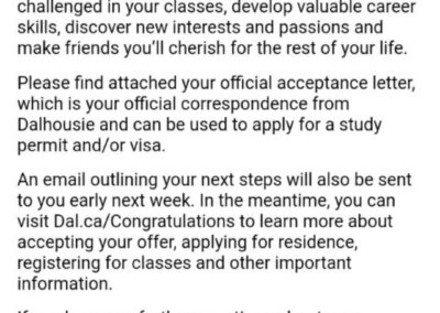 Acception of joining community for Dalhouse University