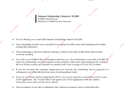 Scholarship 12000 Carleton University