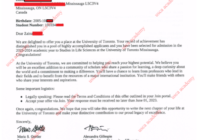 University of Toronto Acceptance