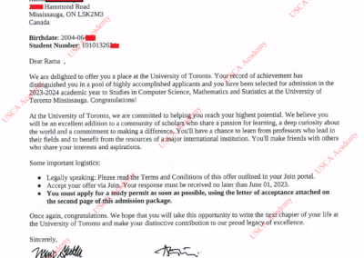 Universtiy of Toronto Offer