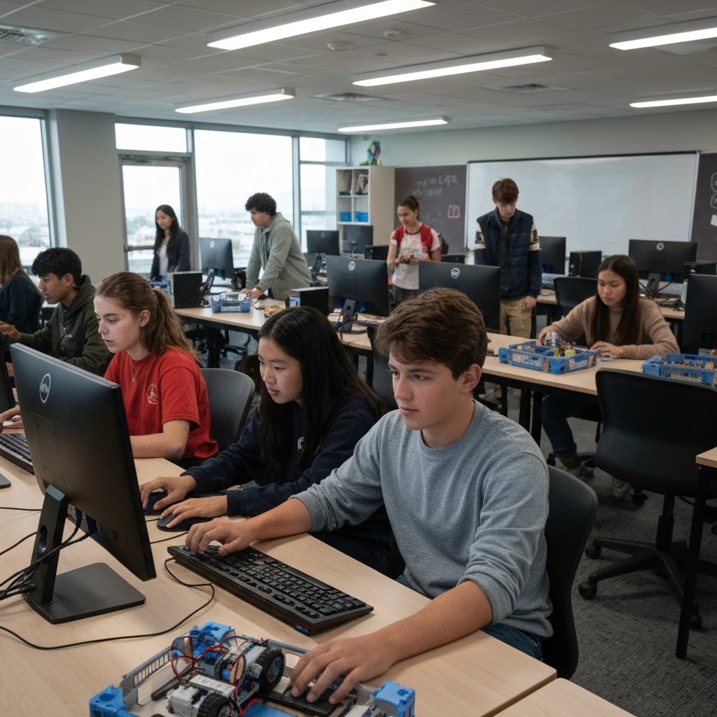 Grade 9 classroom with technology