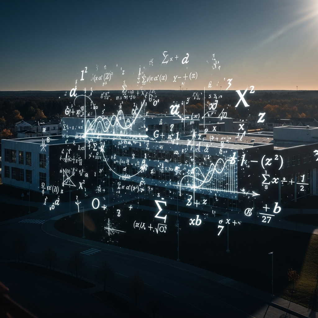 Collage of math symbols and Ontario school