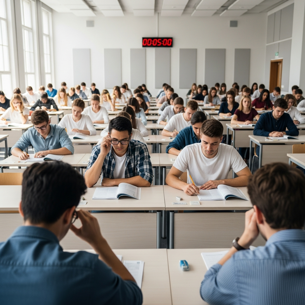 Group preparing for English exams