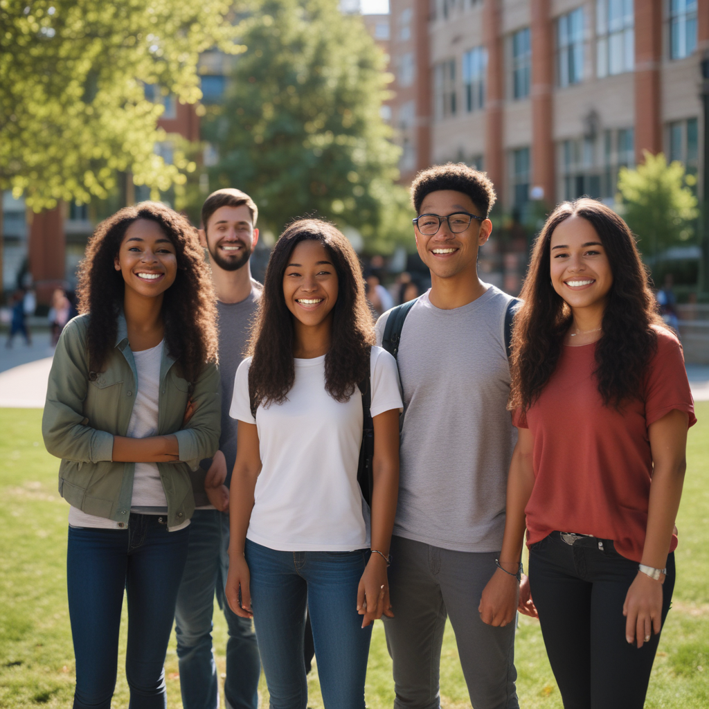 group of students at university