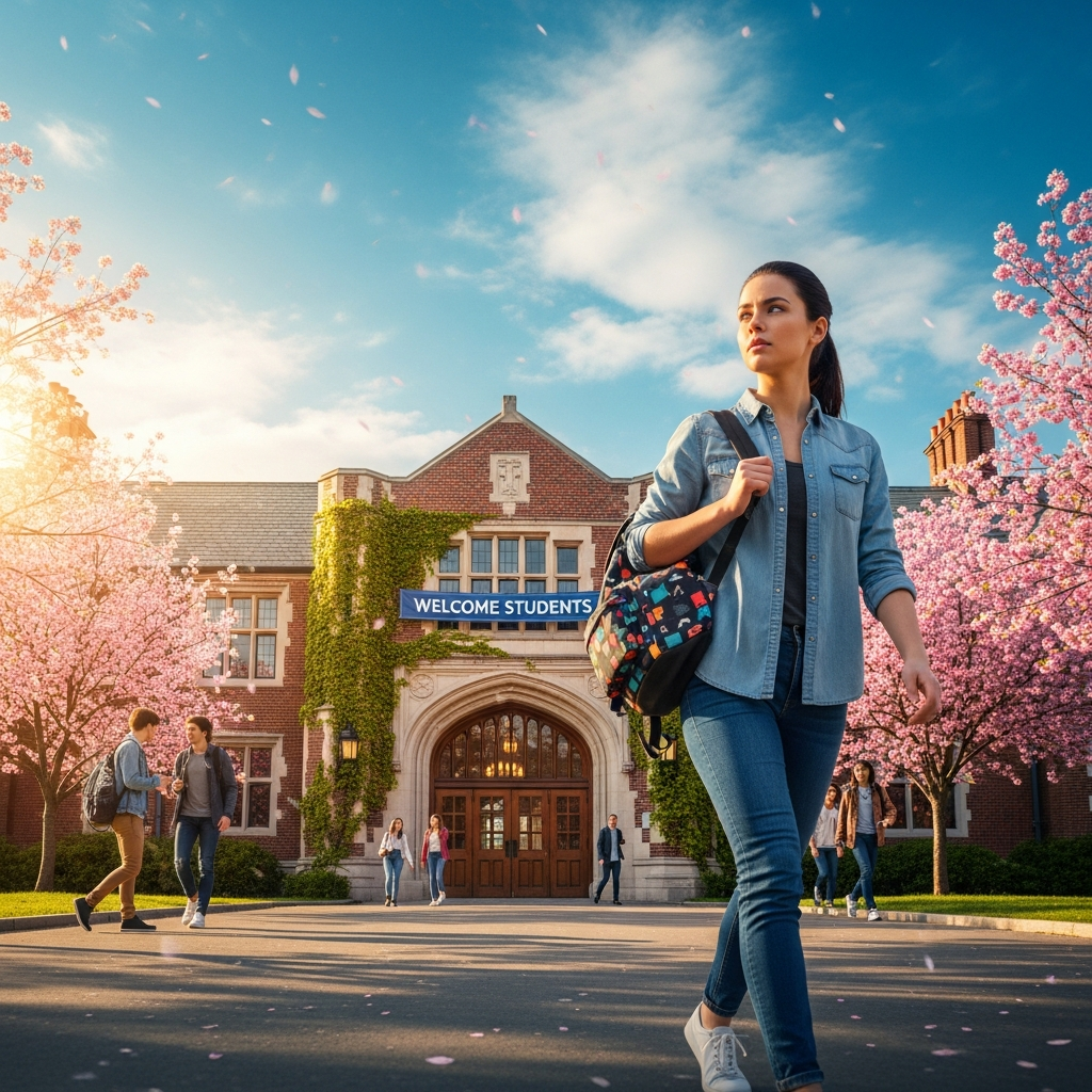 Hopeful student walking to school