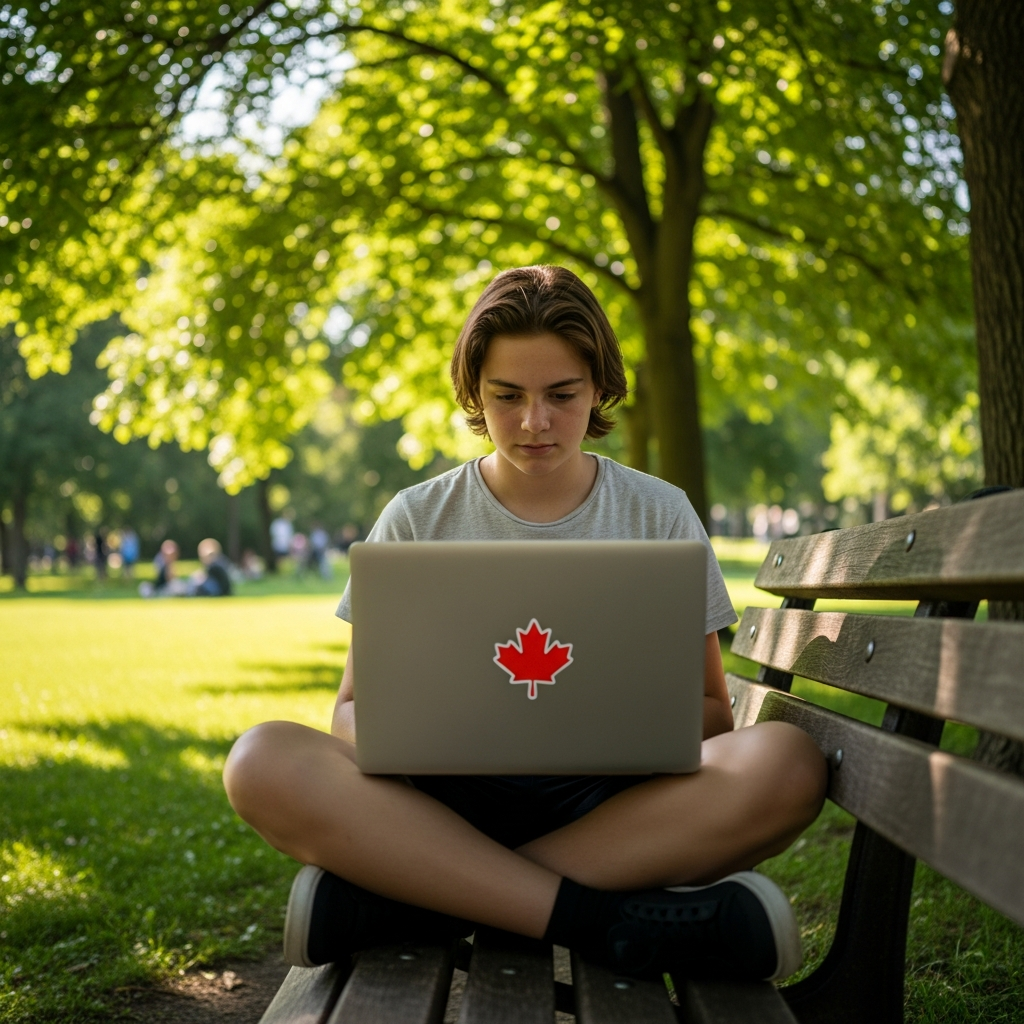 Online Summer School Canada: How It Works + Credits & Flexibility (2026) 1 Canadian student online in summer park
